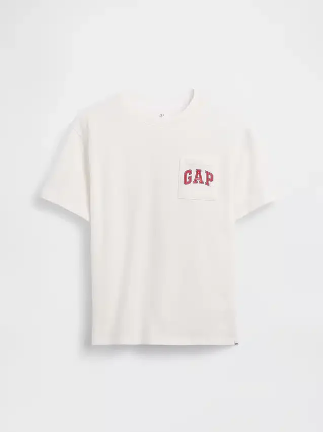 T-shirt för barn i tjockt tyg med avslappnad passform och Gap Logo