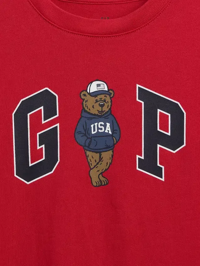 T-shirt för barn i tjockt tyg med avslappnad passform och Gap Logo