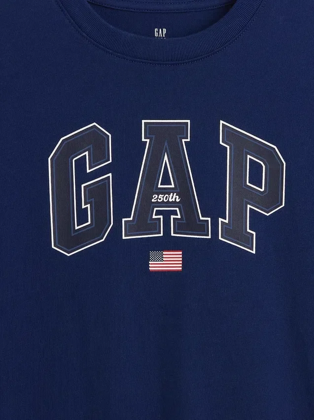 T-shirt för barn i tjockt tyg med avslappnad passform och Gap Logo