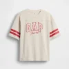 T-shirt för barn i tjockt tyg med oversized-passform och logotyp i sömmen