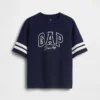 T-shirt för barn i tjockt tyg med oversized-passform och logotyp i sömmen