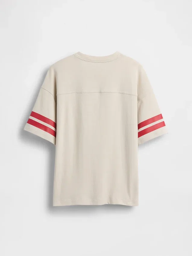 T-shirt för barn i tjockt tyg med oversized-passform och logotyp i sömmen