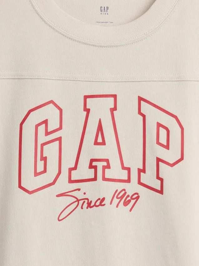 T-shirt för barn i tjockt tyg med oversized-passform och logotyp i sömmen