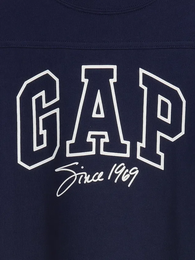 T-shirt för barn i tjockt tyg med oversized-passform och logotyp i sömmen