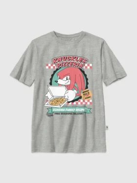 T-shirt för barn med Sonic the Hedgehog-motiv: Knuckles och pizza