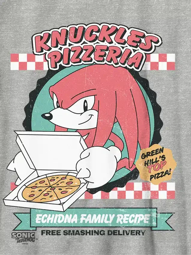 T-shirt för barn med Sonic the Hedgehog-motiv: Knuckles och pizza