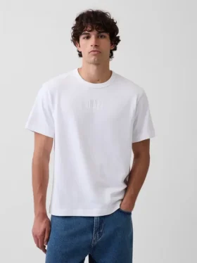 T-shirt för vuxna i tjockt tyg med avslappnad passform och logotyp