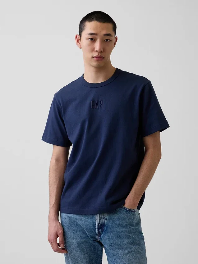 T-shirt för vuxna i tjockt tyg med avslappnad passform och logotyp