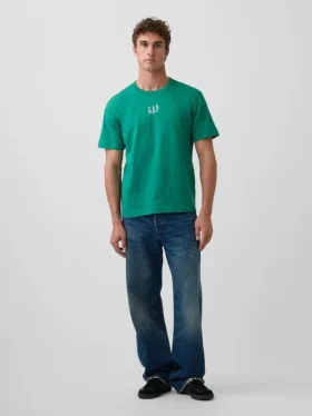 T-shirt för vuxna i tjockt tyg med avslappnad passform och logotyp
