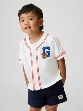 T-shirt i basebollstil med Brannan Bear-logotyp för Baby & Småbarn