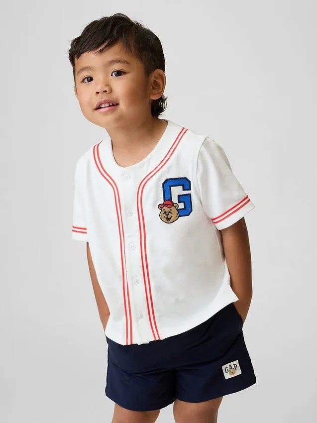 T-shirt i basebollstil med Brannan Bear-logotyp för Baby & Småbarn