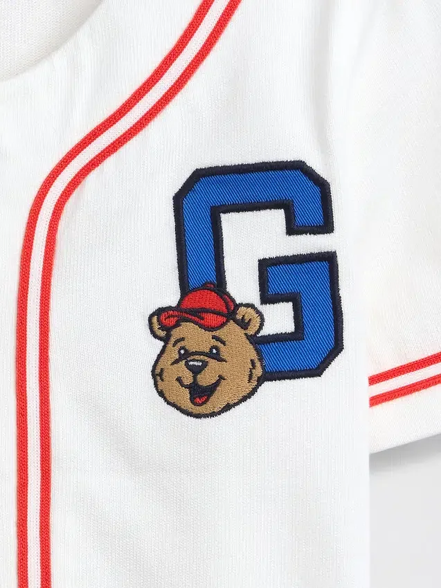 T-shirt i basebollstil med Brannan Bear-logotyp för Baby & Småbarn