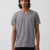 T-shirt i bomullsjersey med V-ringning