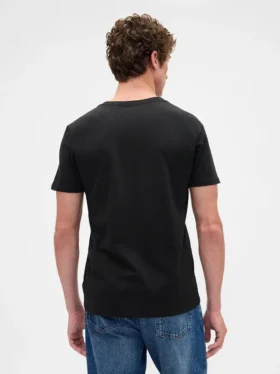T-shirt i bomullsjersey med V-ringning