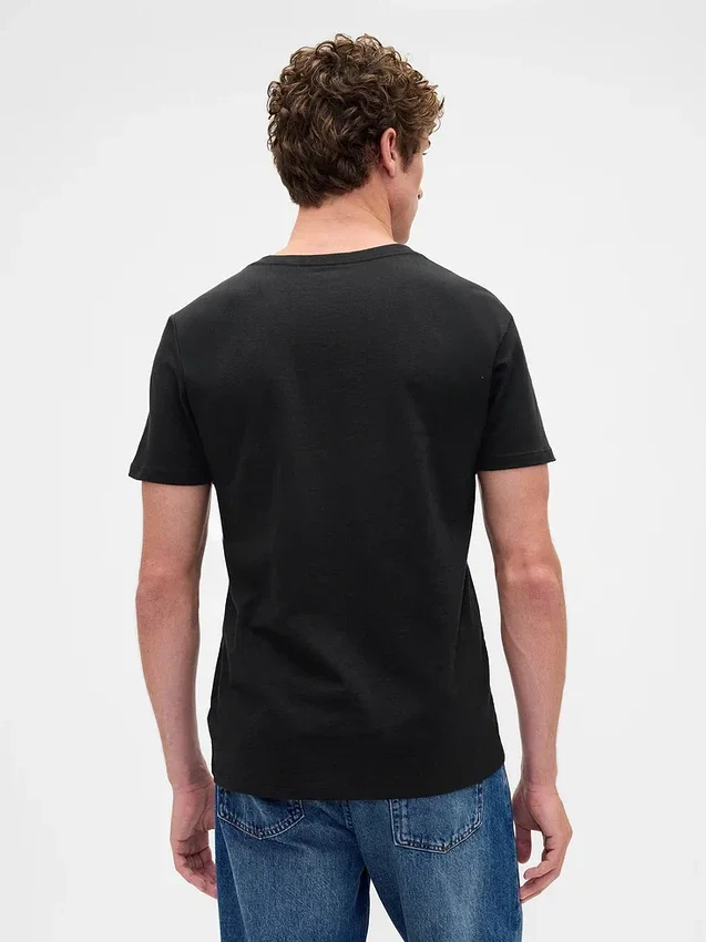 T-shirt i bomullsjersey med V-ringning