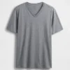 T-shirt i bomullsjersey med V-ringning