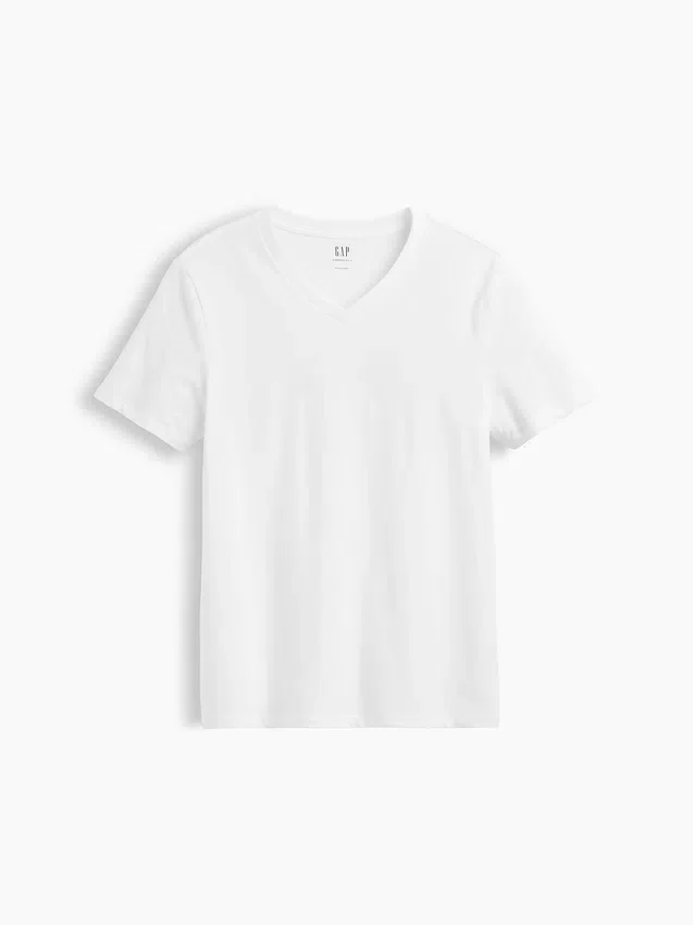T-shirt i bomullsjersey med V-ringning