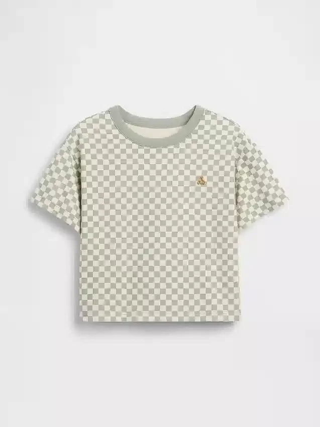 T-shirt i boxig modell med rutmönster för Baby & Småbarn
