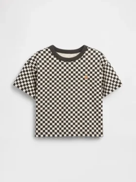T-shirt i boxig modell med rutmönster för Baby & Småbarn