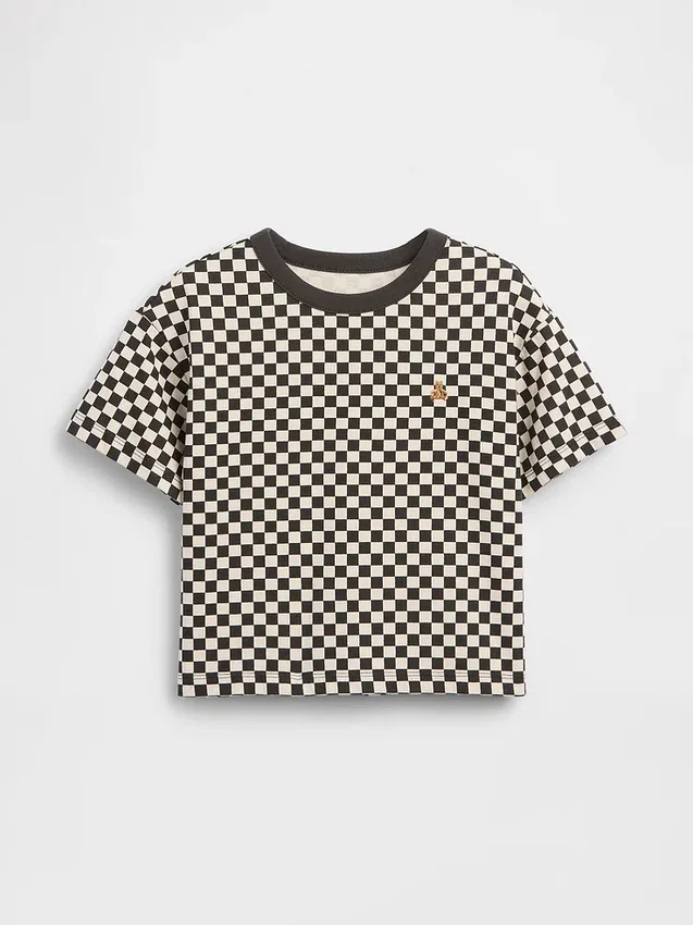 T-shirt i boxig modell med rutmönster för Baby & Småbarn