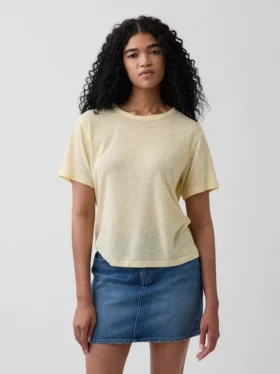 T-shirt i linneblandning med avslappnad passform