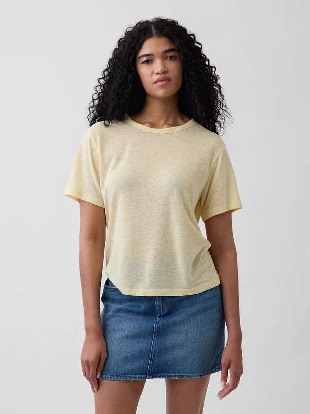 T-shirt i linneblandning med avslappnad passform