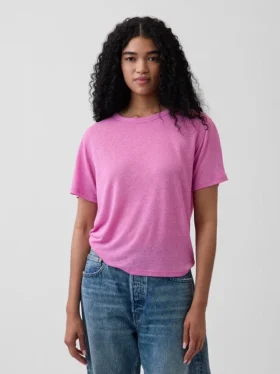 T-shirt i linneblandning med avslappnad passform