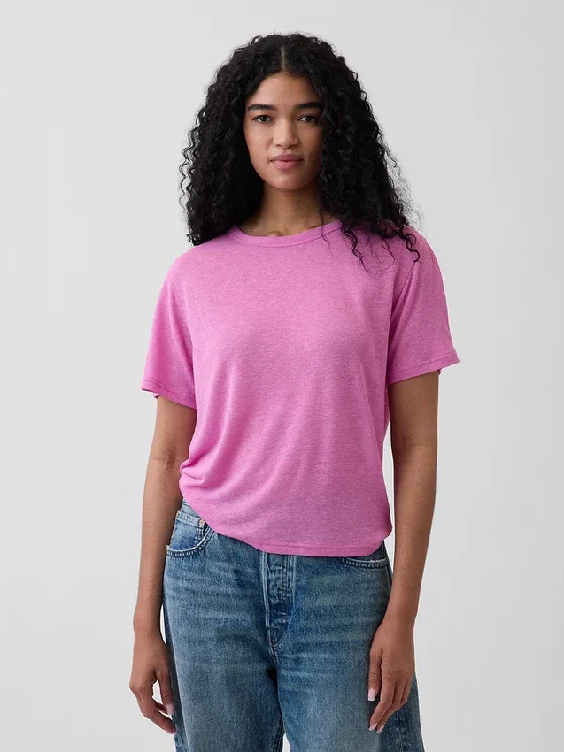 T-shirt i linneblandning med avslappnad passform