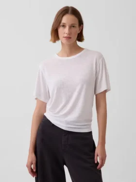 T-shirt i linneblandning med avslappnad passform