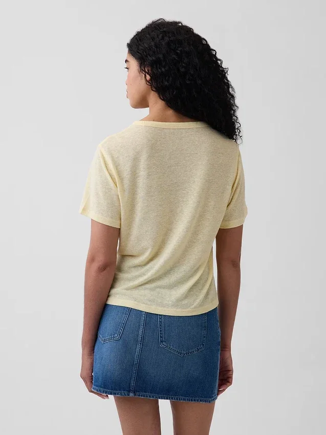 T-shirt i linneblandning med avslappnad passform