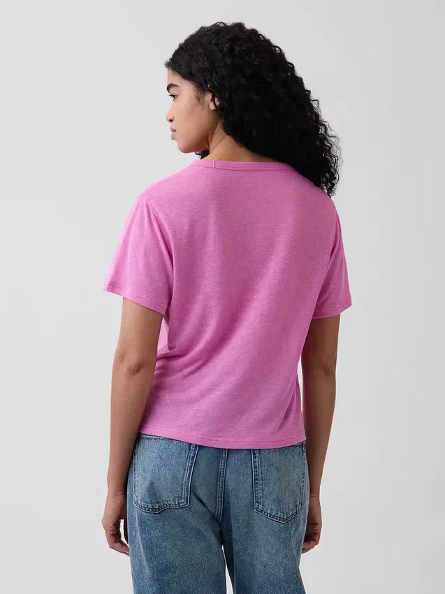 T-shirt i linneblandning med avslappnad passform
