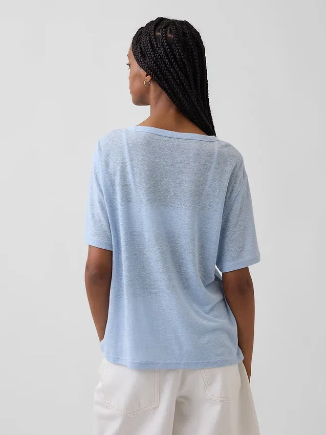 T-shirt i linneblandning med avslappnad passform