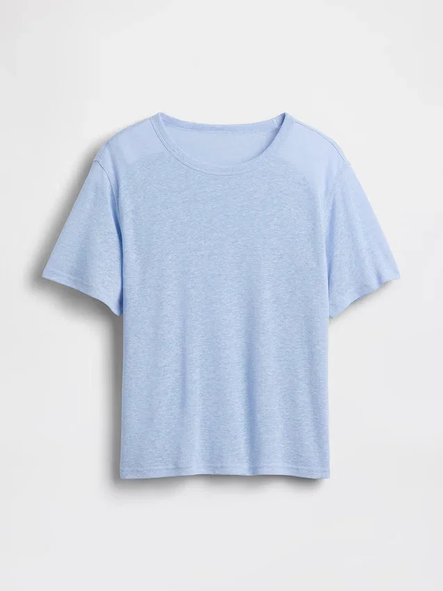 T-shirt i linneblandning med avslappnad passform