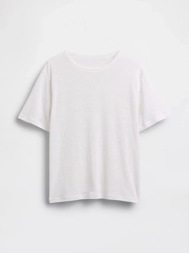 T-shirt i linneblandning med avslappnad passform