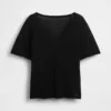 T-shirt i linneblandning med avslappnad passform och V-ringning