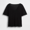 T-shirt i linneblandning med avslappnad passform och V-ringning