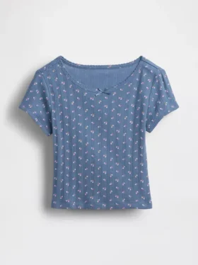 T-shirt i pointelle-ribb för Baby & Småbarn