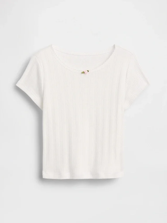 T-shirt i pointelle-ribb för Baby & Småbarn