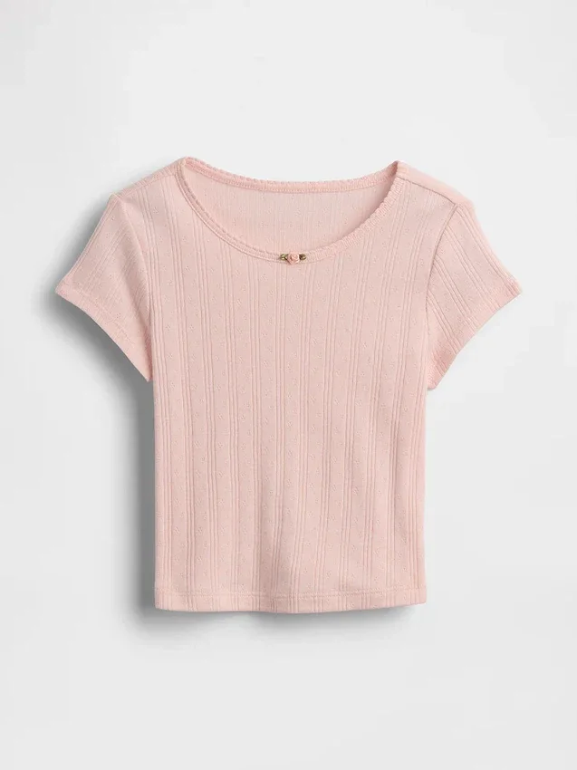 T-shirt i pointelle-ribb för Baby & Småbarn