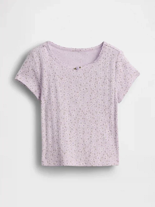 T-shirt i pointelle-ribb för Baby & Småbarn