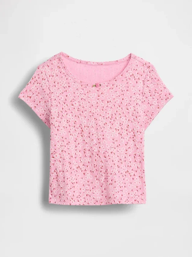 T-shirt i pointelle-ribb för Baby & Småbarn