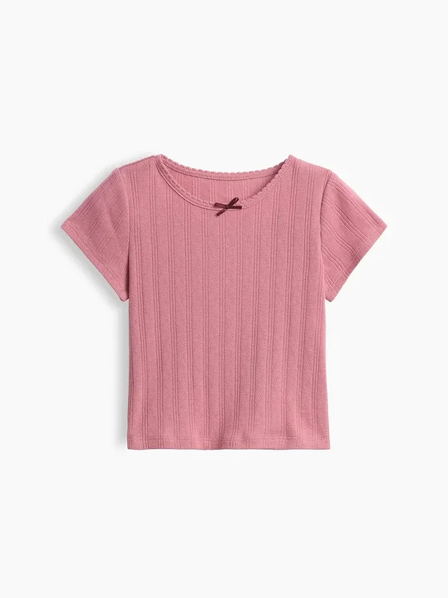 T-shirt i pointelle-ribb för Baby & Småbarn