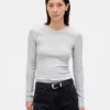 T-shirt i ribbad pointelle