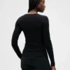 T-shirt i ribbad pointelle