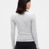 T-shirt i ribbad pointelle