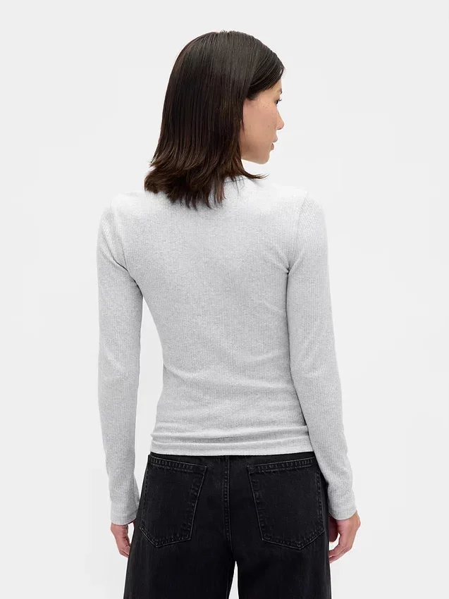 T-shirt i ribbad pointelle