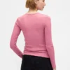 T-shirt i ribbad pointelle