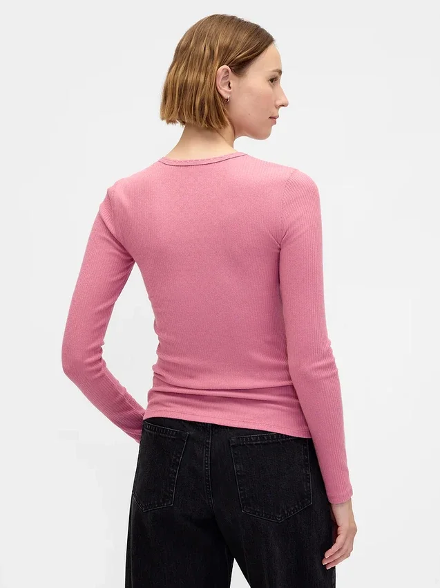 T-shirt i ribbad pointelle