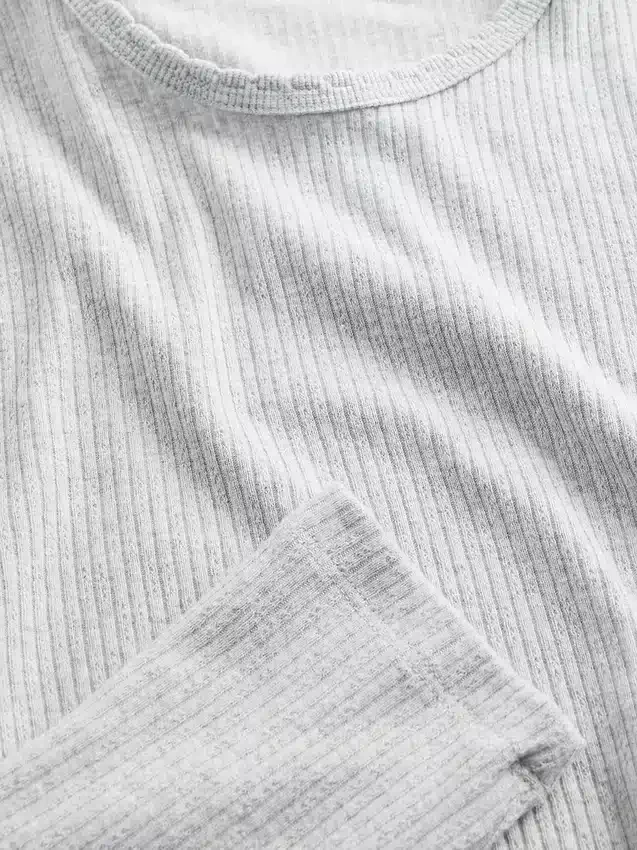T-shirt i ribbad pointelle