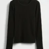 T-shirt i ribbad pointelle